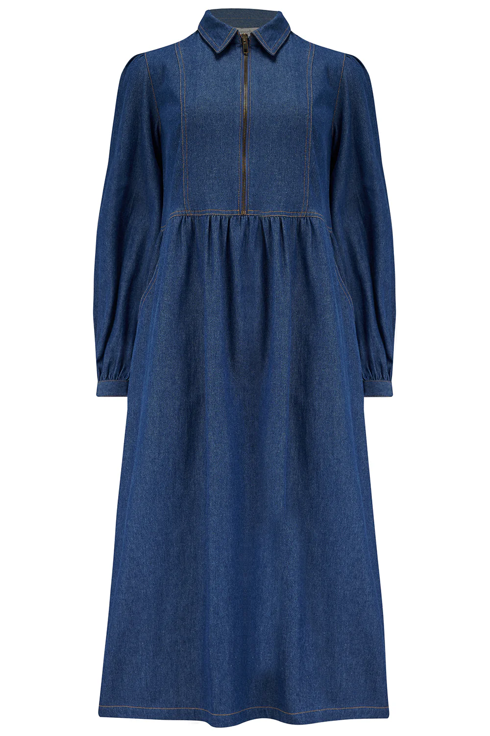 Kristy Midi Smock Dress (Mid Blue Denim) - Image 7