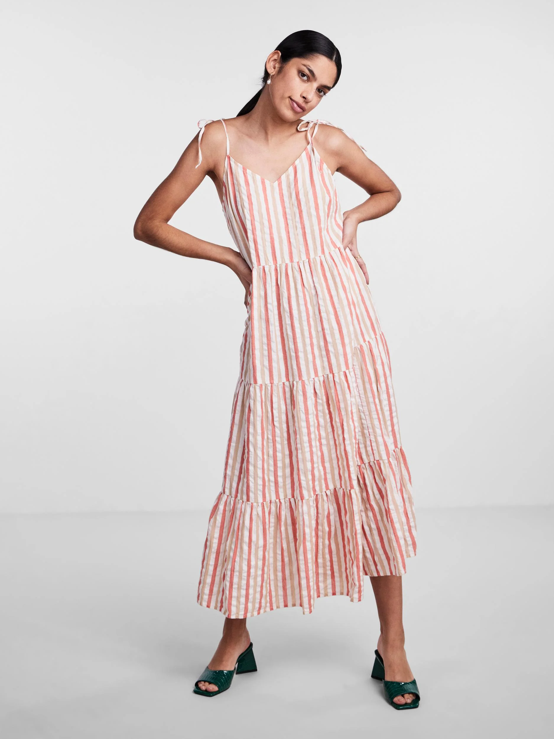 LACEY MAXI DRESS (CORAL STRIPE) - Image 2