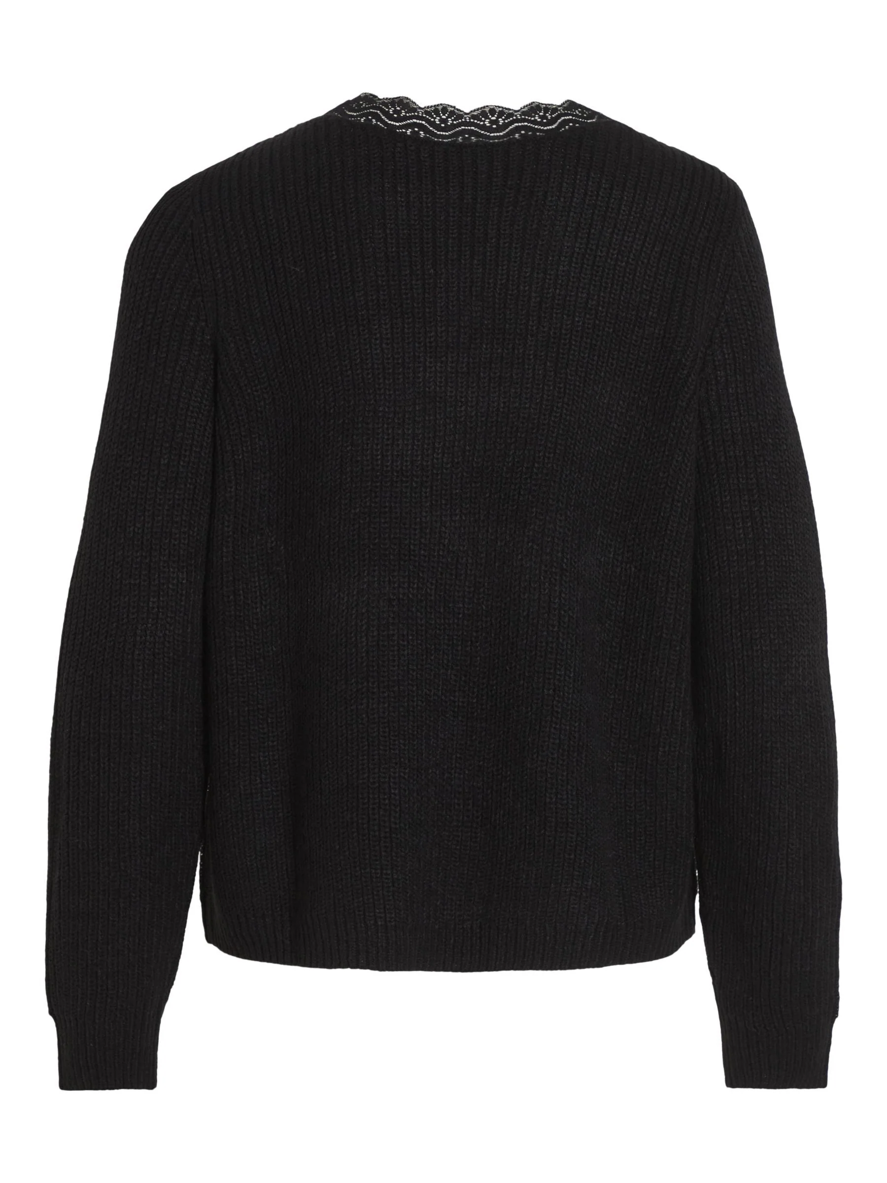 Lacy V-Neck Jumper (Black) - Image 6