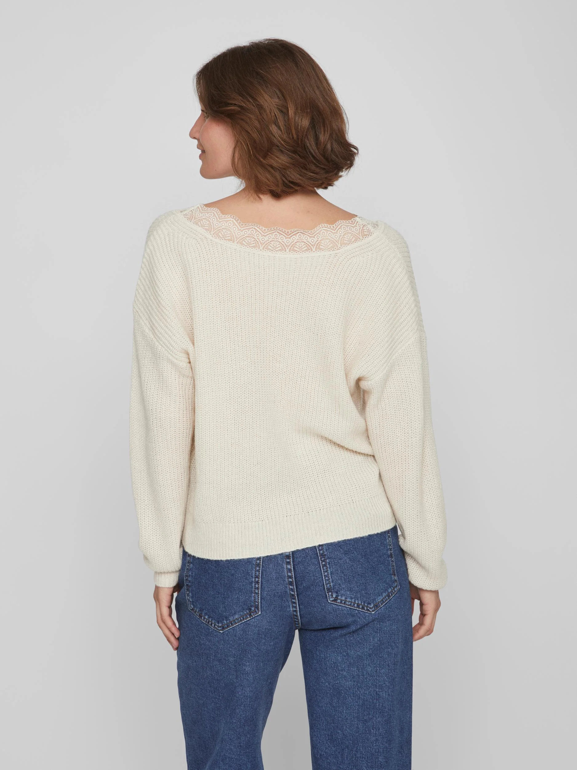 LACY V-NECK JUMPER (NATURAL MELANGE) - Image 5