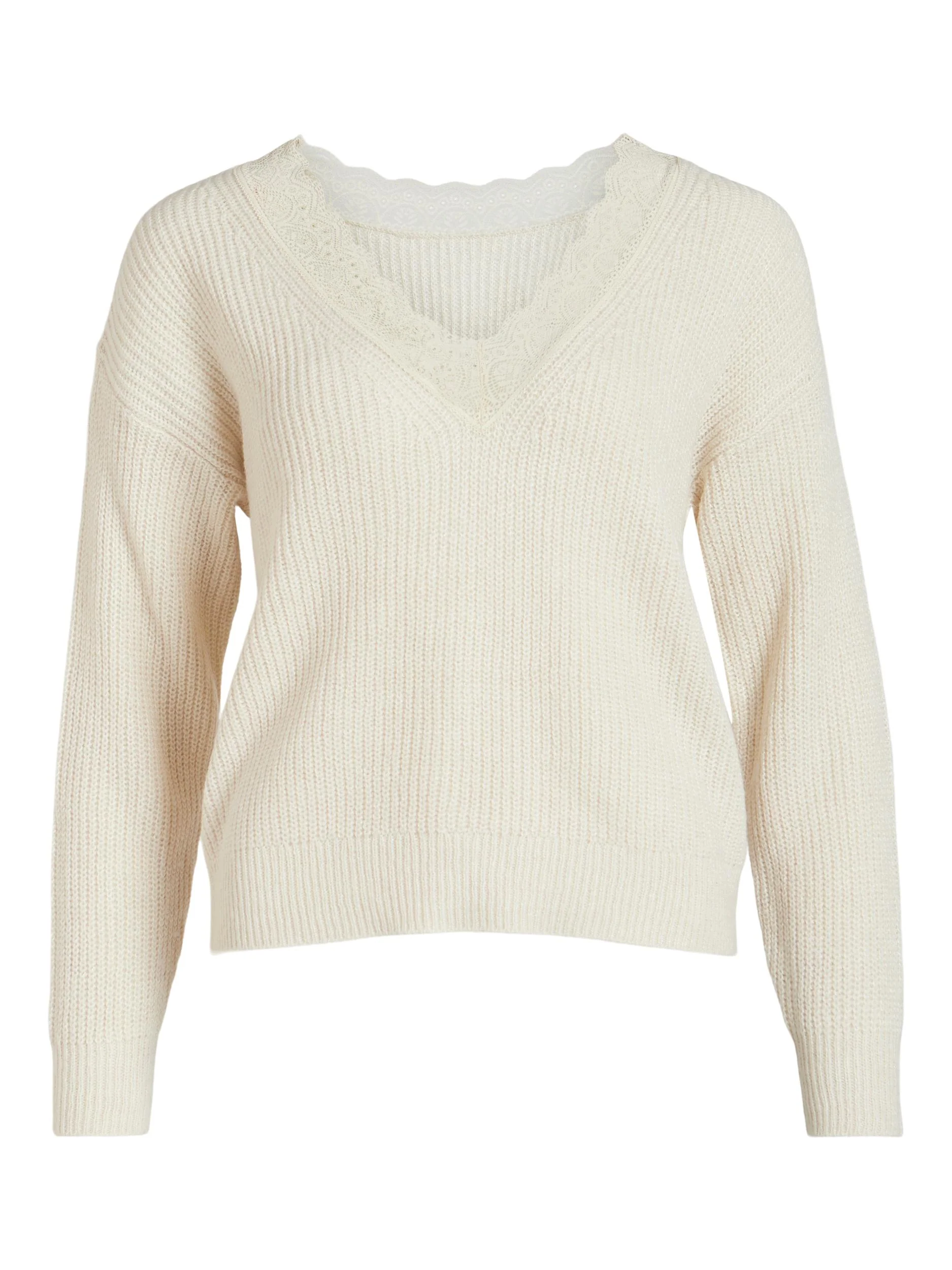 LACY V-NECK JUMPER (NATURAL MELANGE) - Image 6