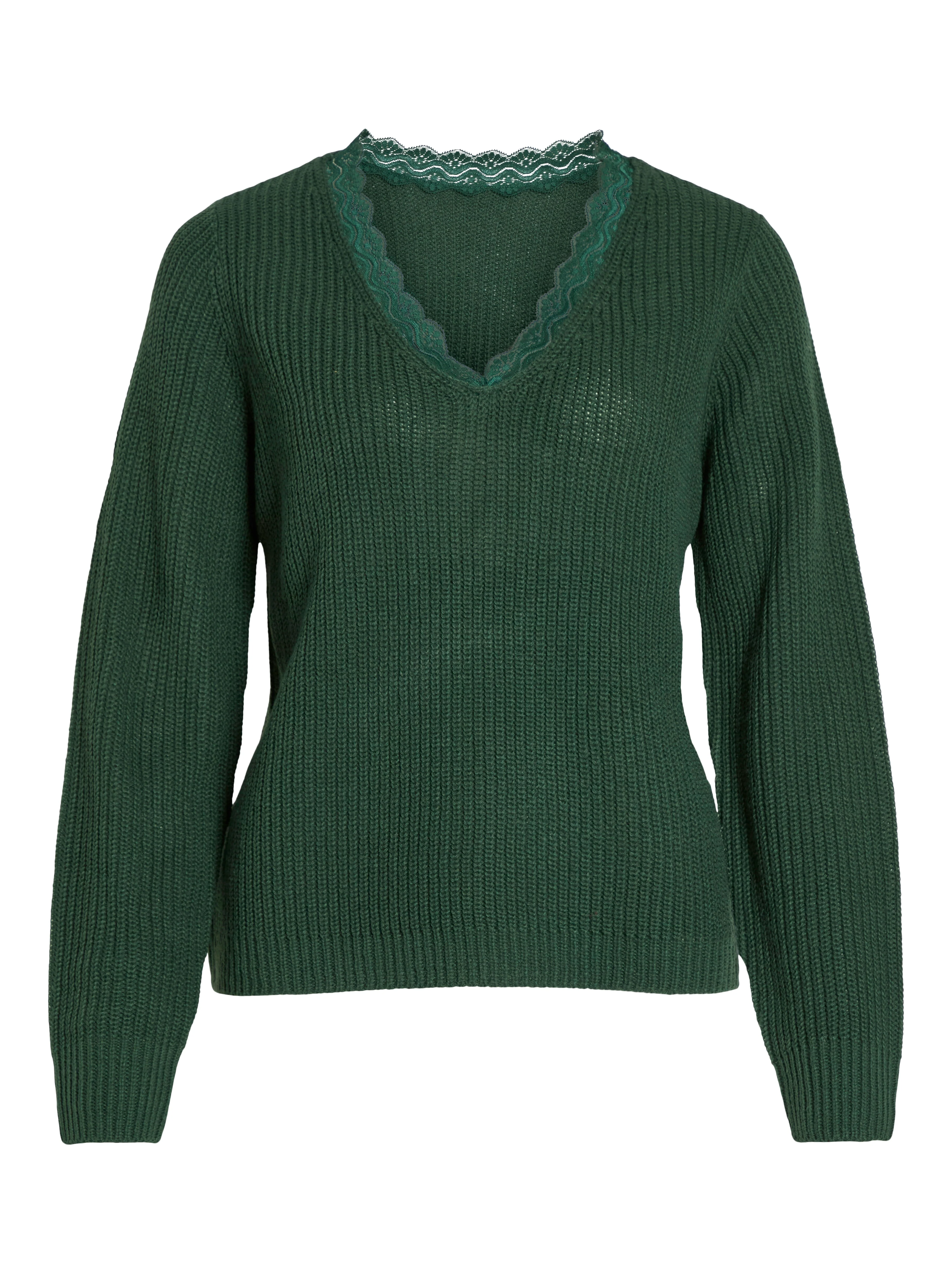 Lacy V-Neck Jumper (Pineneedle) - Image 2