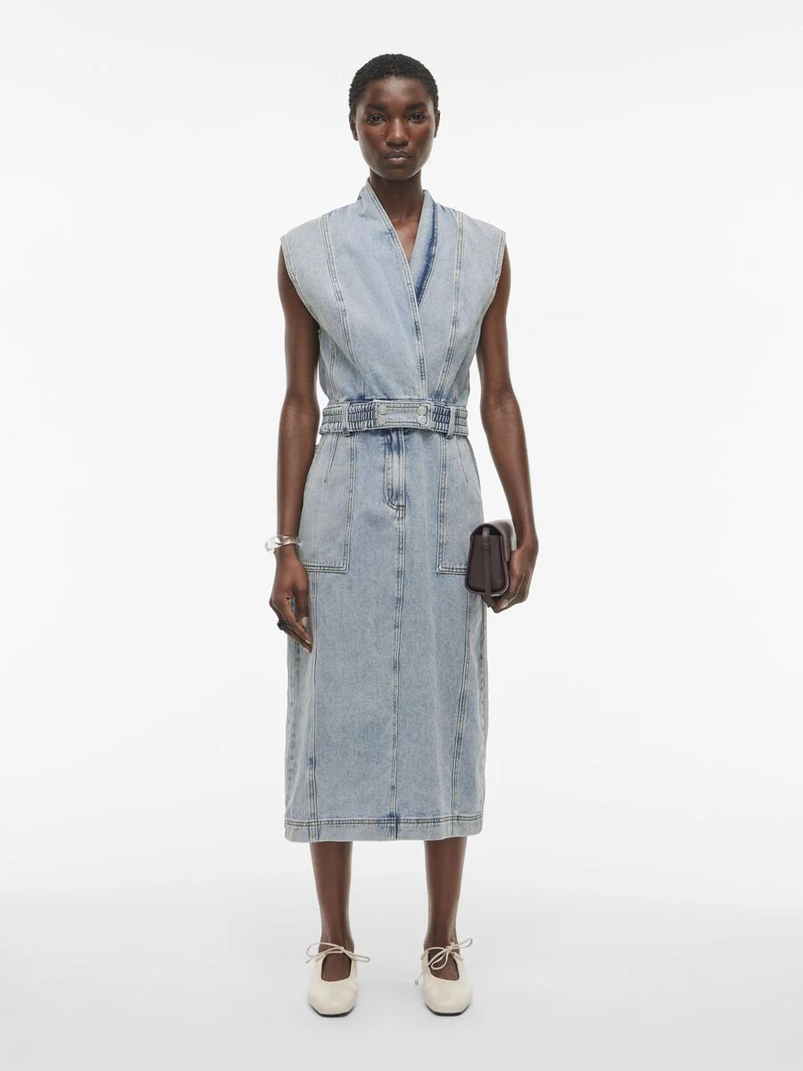 Lana Midi Denim Dress (Light Blue Denim)