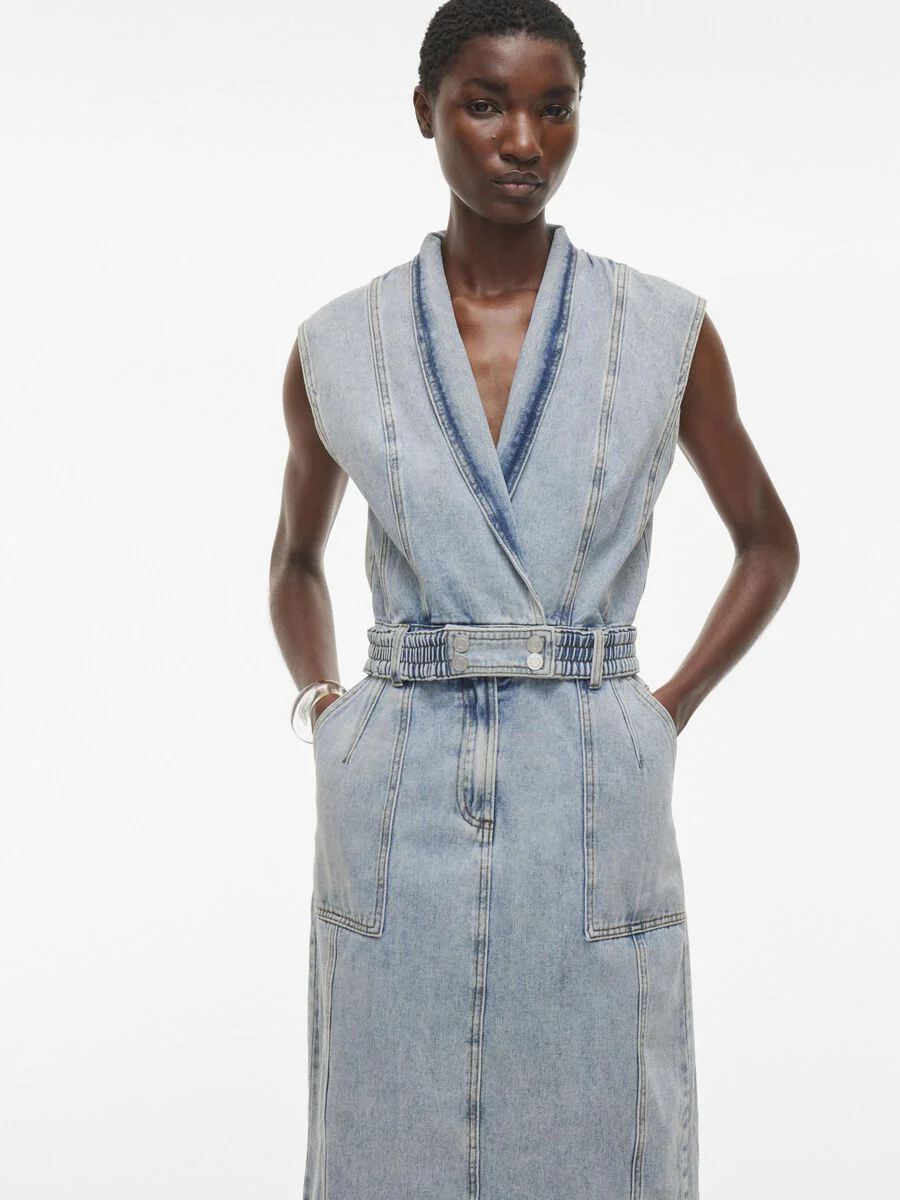 Lana Midi Denim Dress (Light Blue Denim) - Image 4