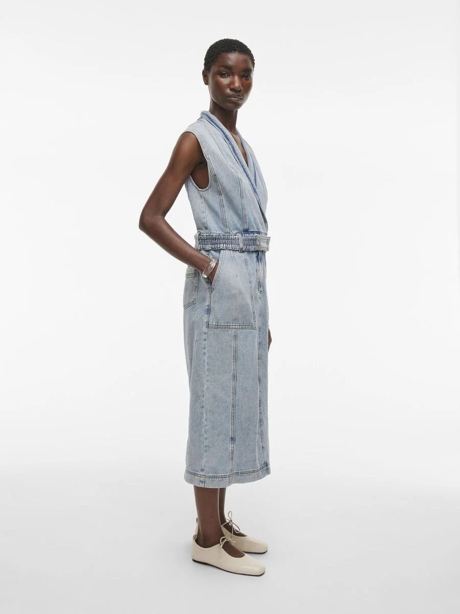 Lana Midi Denim Dress (Light Blue Denim) - Image 5