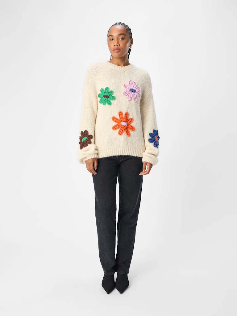 Lania Knit Jumper (Sandshell/Flowers) - Image 3