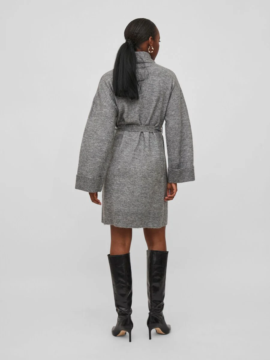 Lara Roll Neck Knit Dress (Grey) - Image 5
