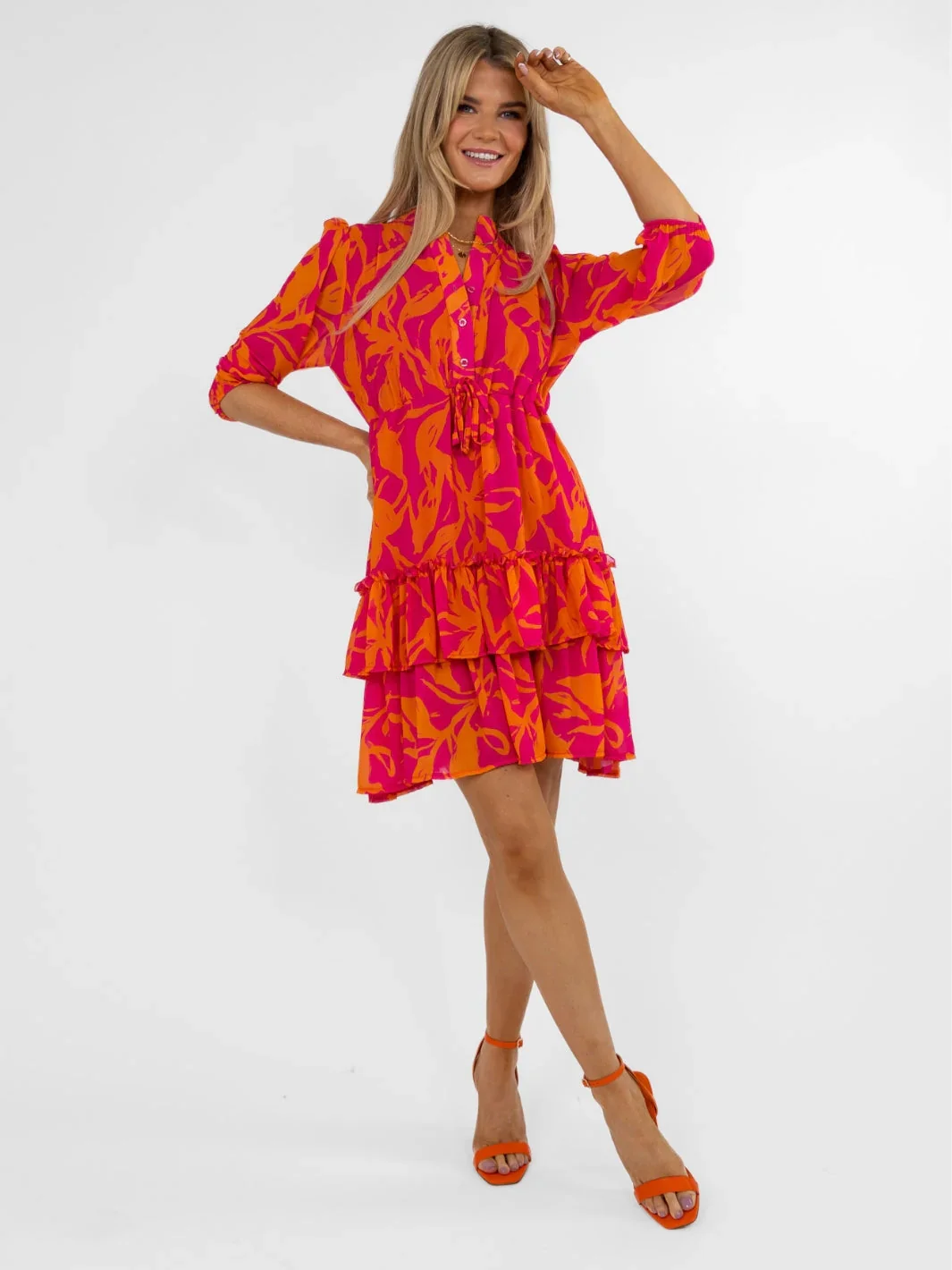 Latina Mini Dress (Pink/Orange) - Image 2