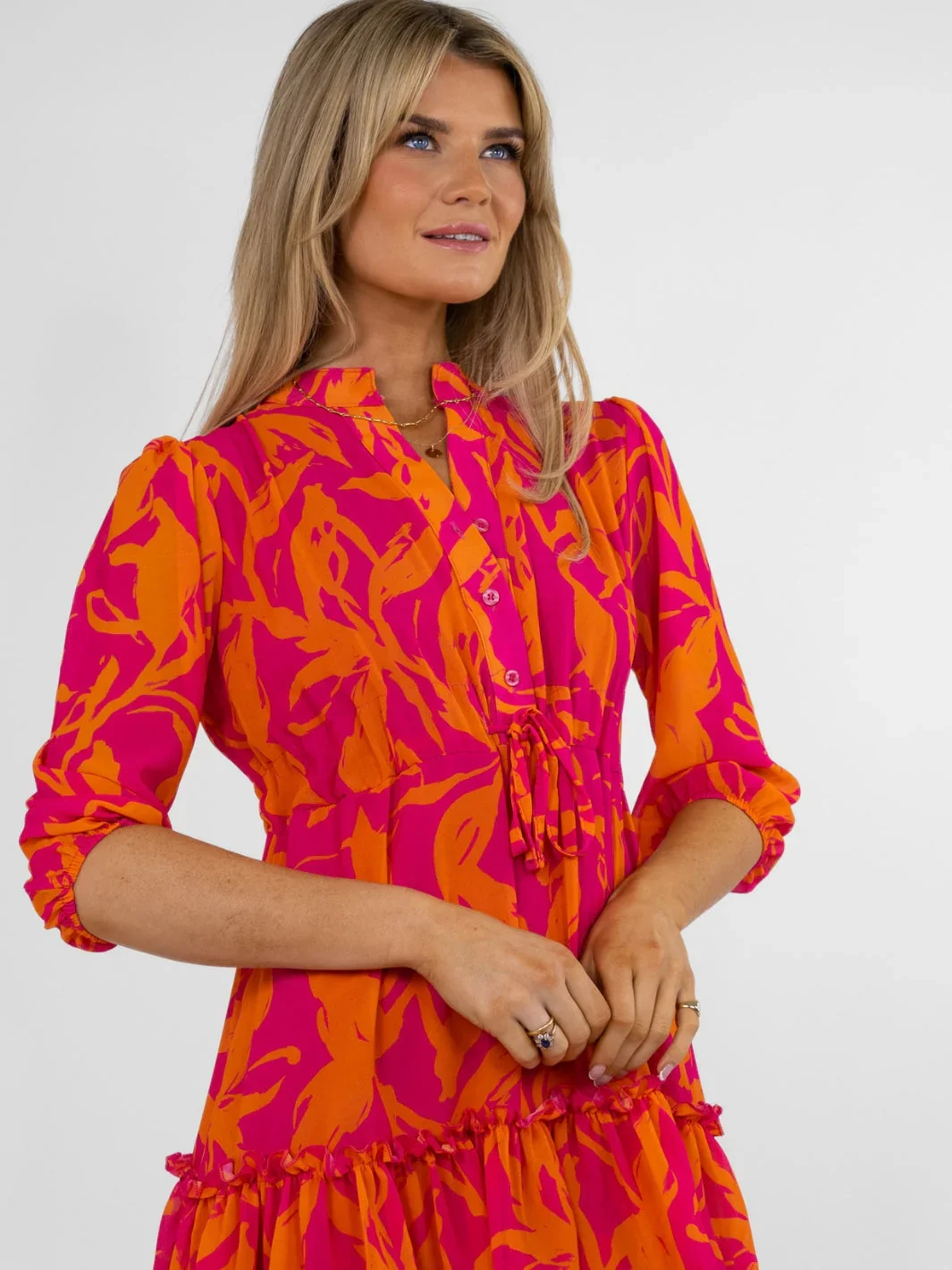 Latina Mini Dress (Pink/Orange) - Image 3