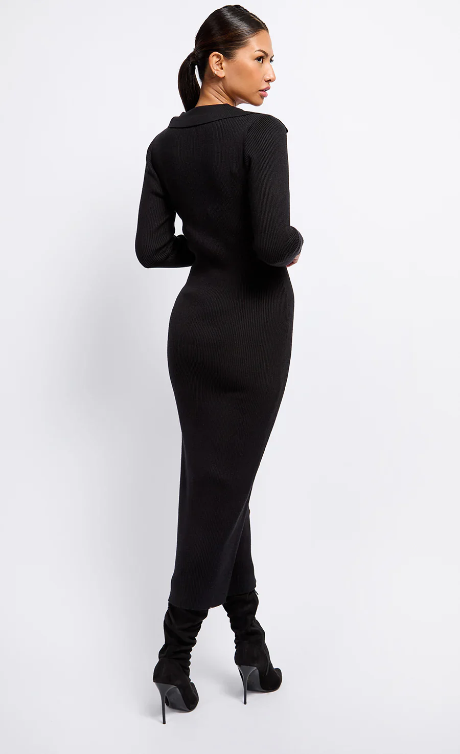 Layla Knit Midaxi Dress (Black) - Image 3