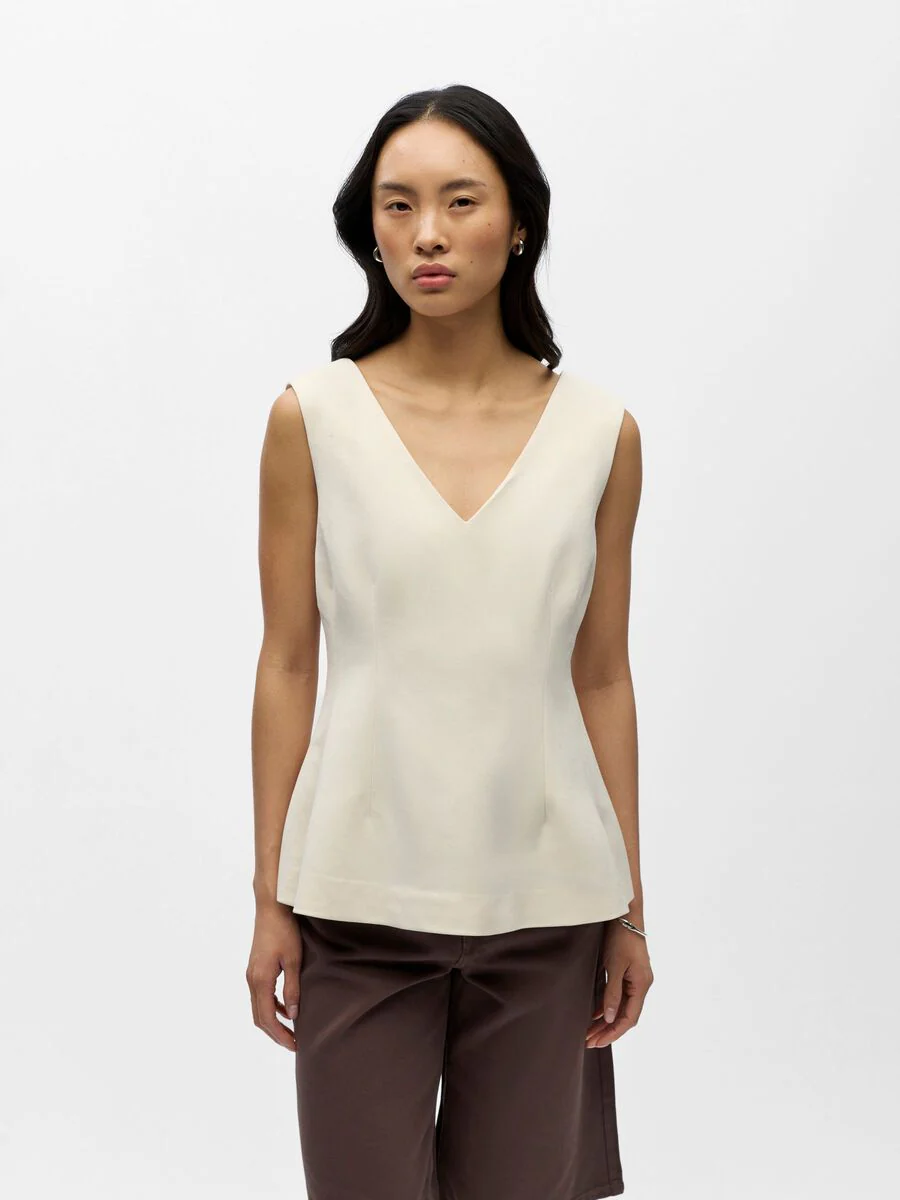 Layla Peplum Top (Sandshell)