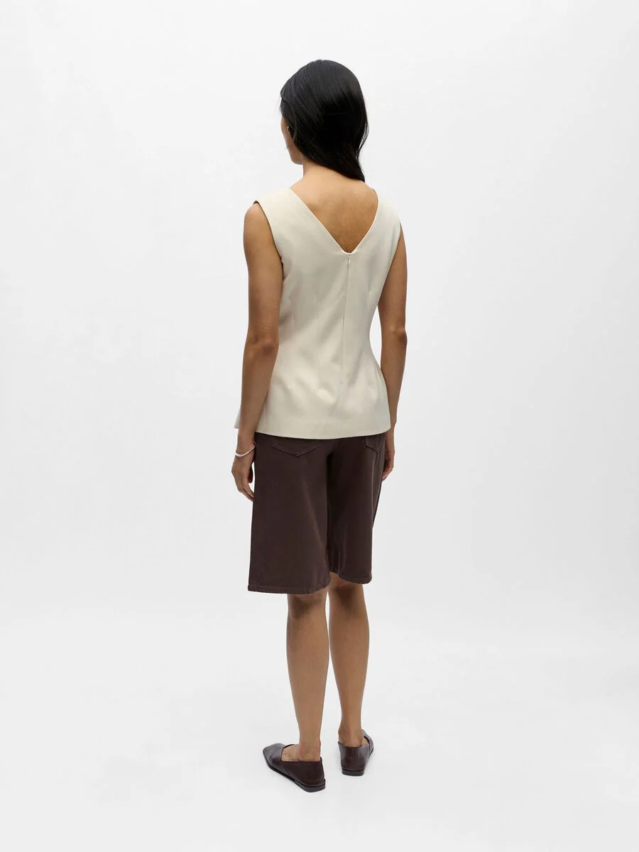 Layla Peplum Top (Sandshell) - Image 3