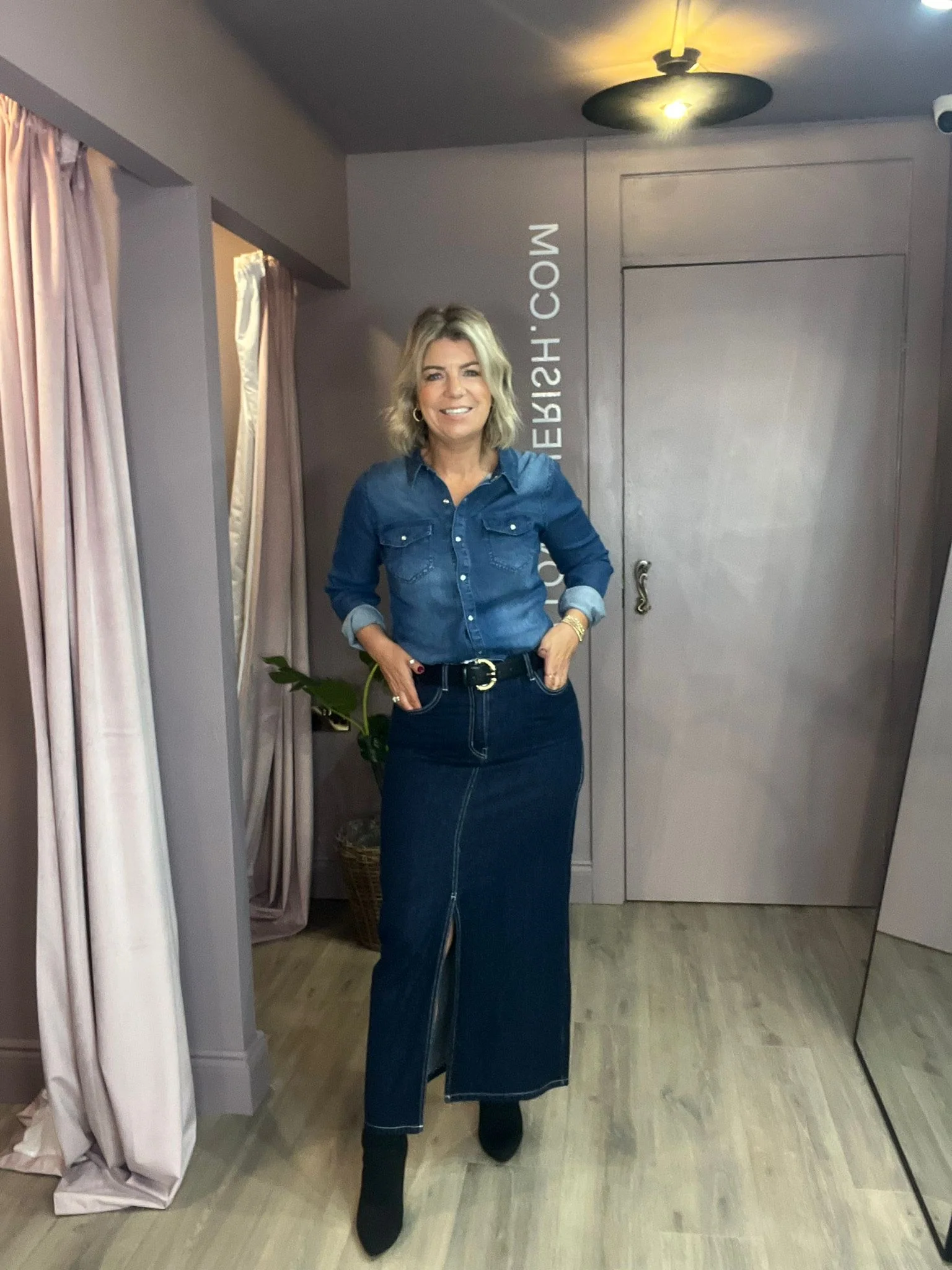 Lea Denim Maxi Skirt (Dark Blue Denim) - Image 2