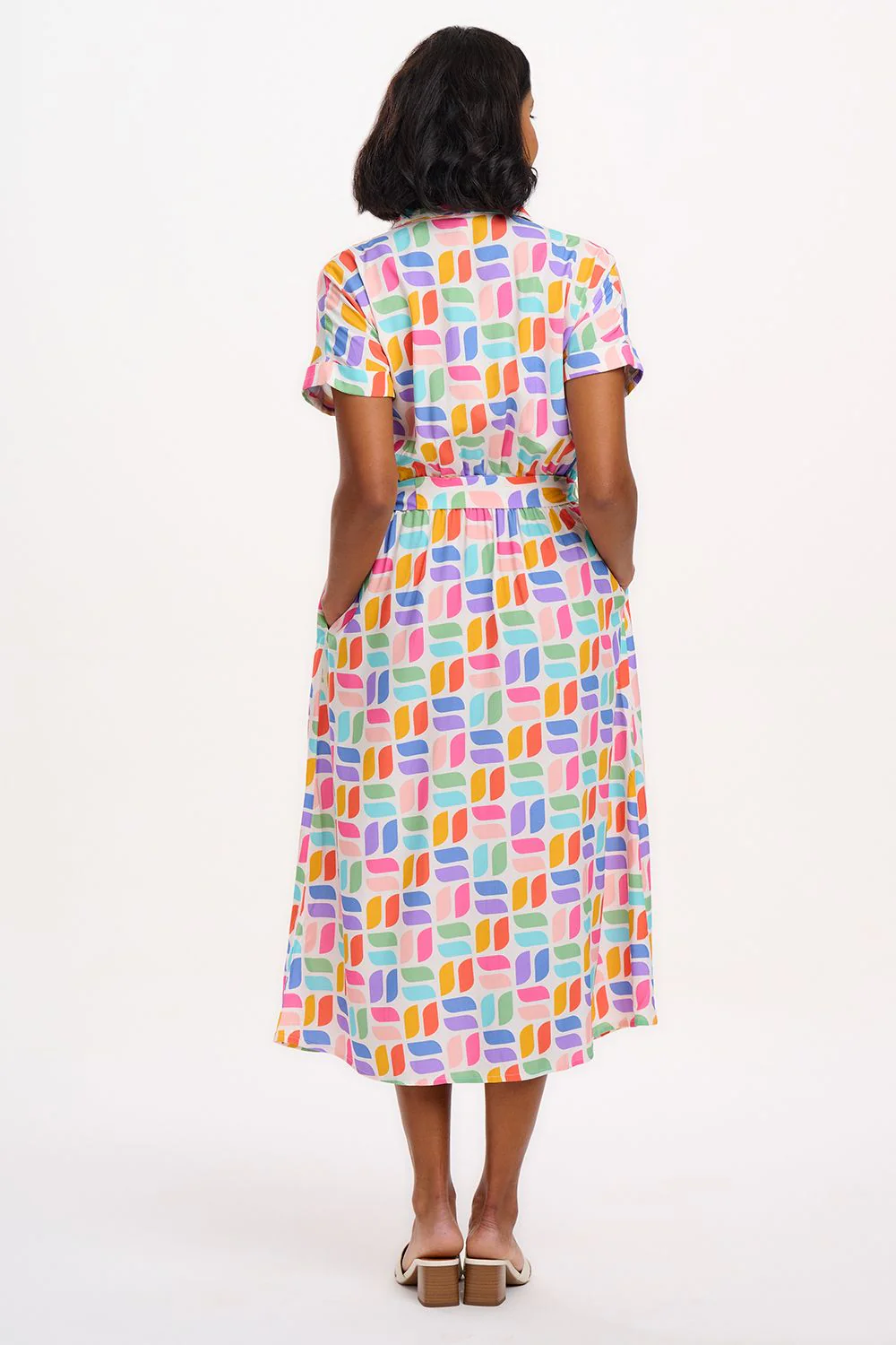 Leigh Midi Shirt Dress (Off-White, Curved Geometric) - Image 4