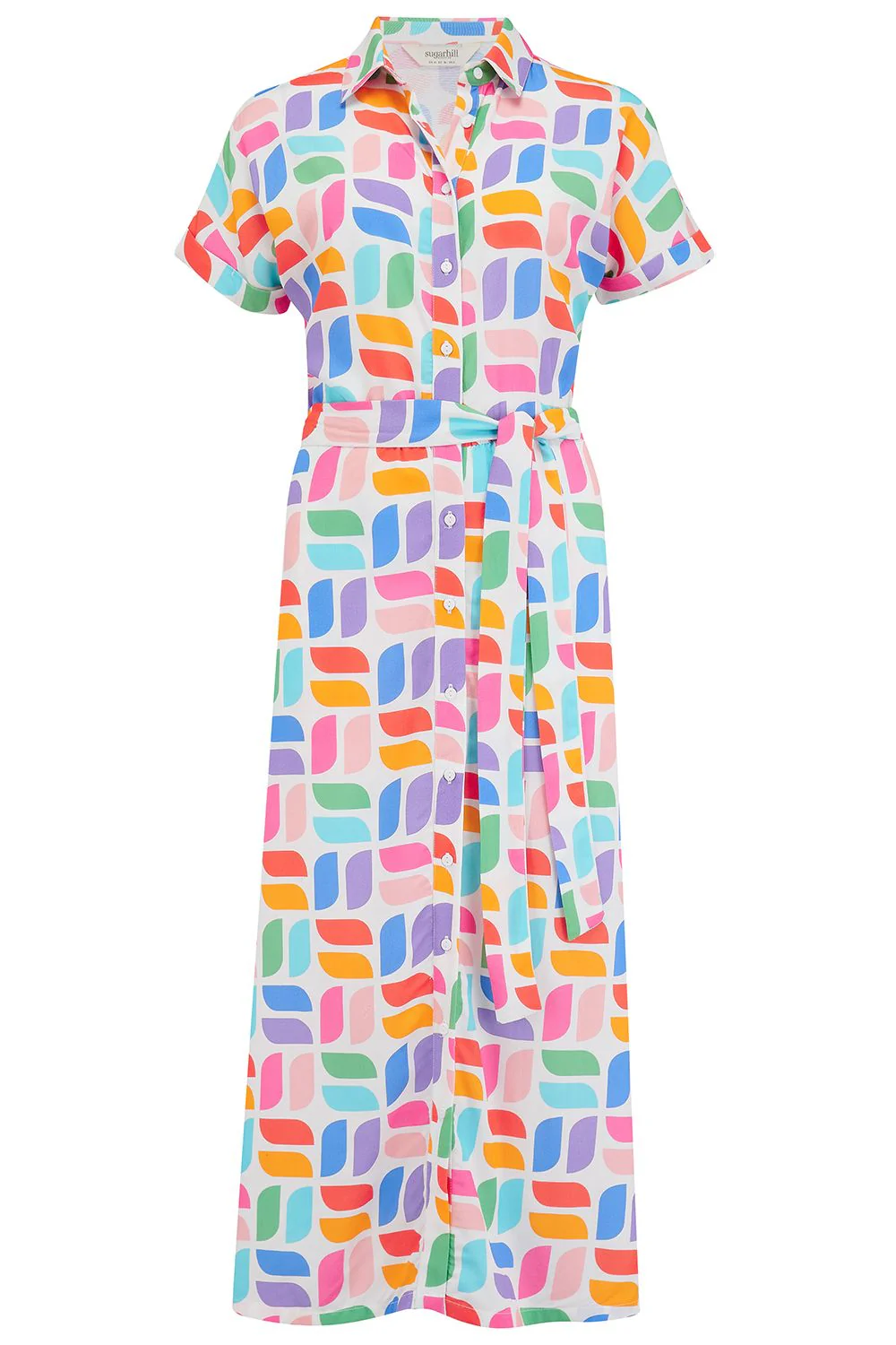 Leigh Midi Shirt Dress (Off-White, Curved Geometric) - Image 5