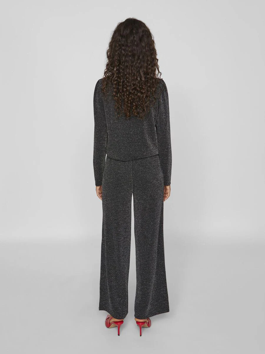 Leina Wide Leg Pants (Black Beauty/ Silver) - Image 4