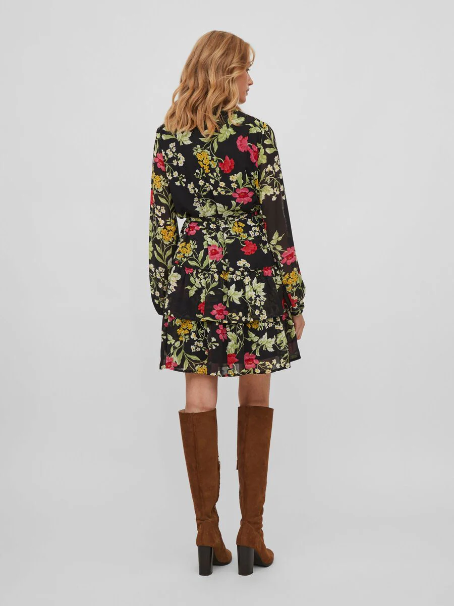 Leslie Short Dress (Black/Floral) - Image 4