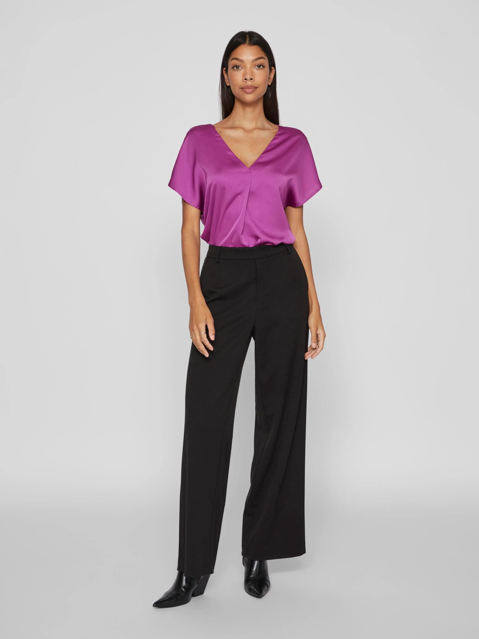 LETTE V-NECK SATIN TOP (CATTLEYA ORCHID) - Image 4