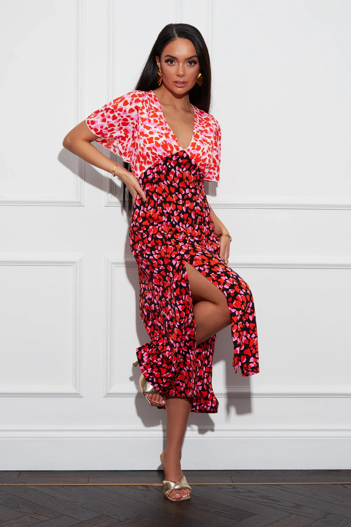 Levi Angel Sleeve Midi Dress (Multi) - Image 2