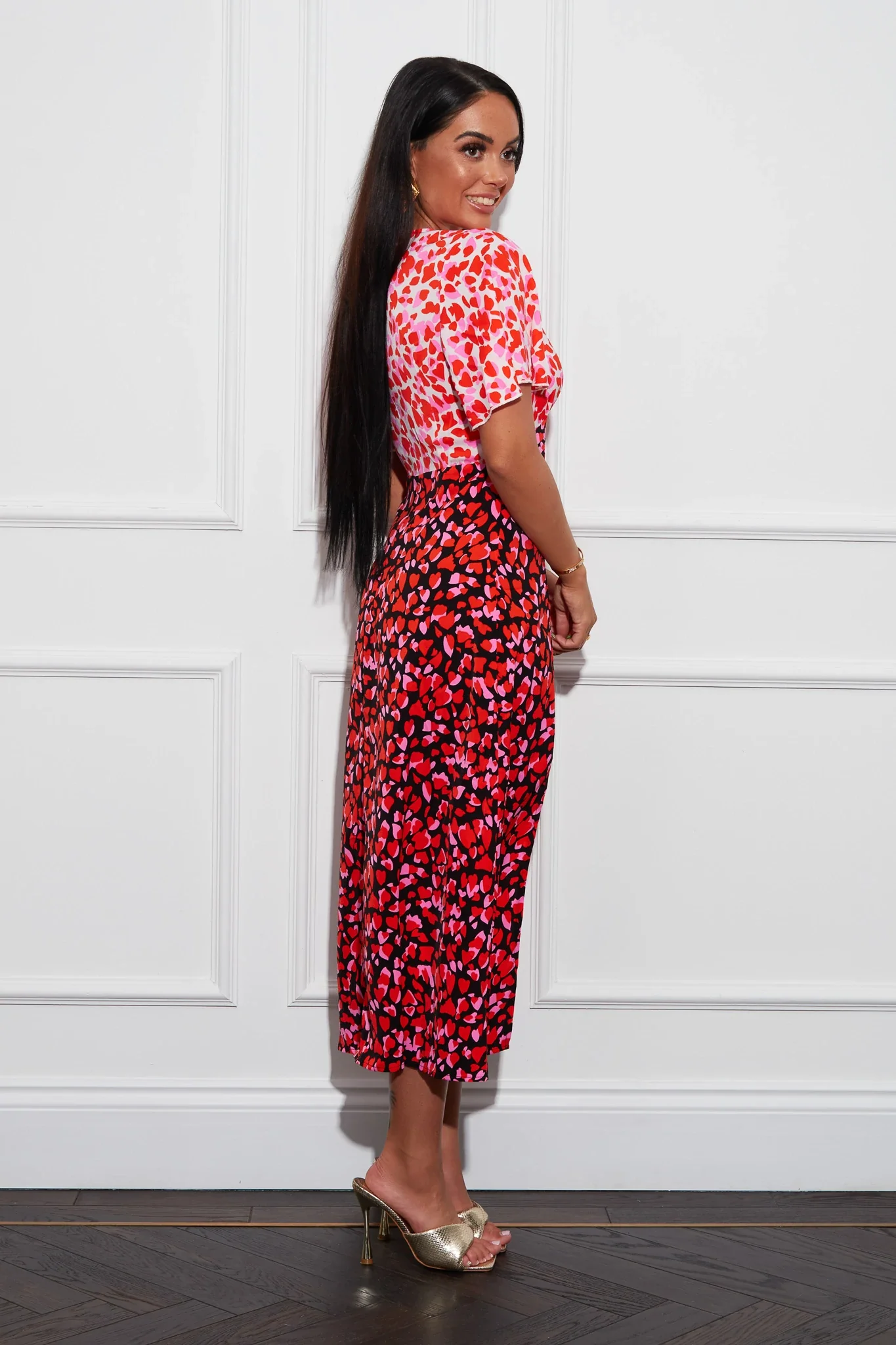 Levi Angel Sleeve Midi Dress (Multi) - Image 4