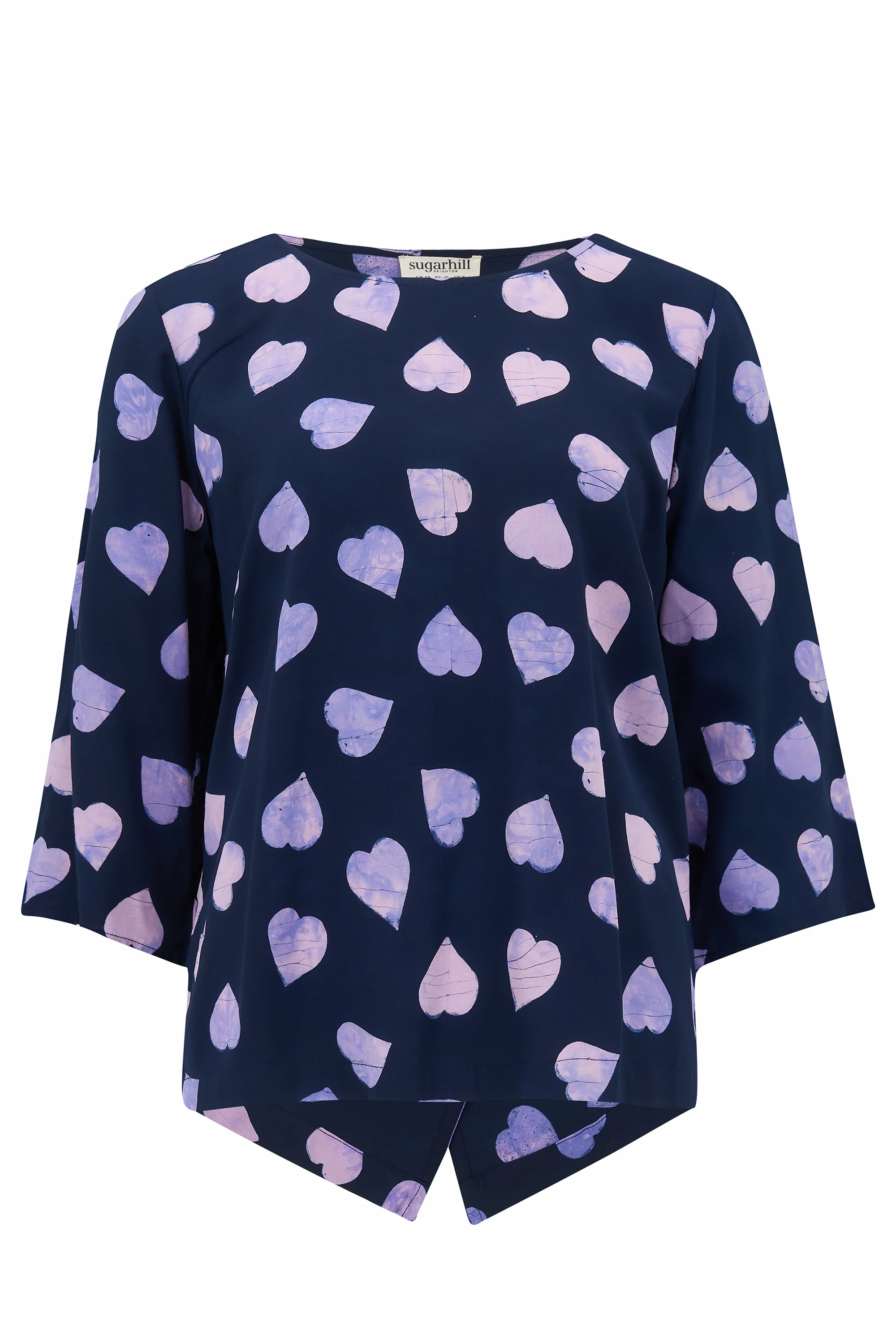 Lexi Batik Top | Big Hearts (Navy/Lilac) - Image 3