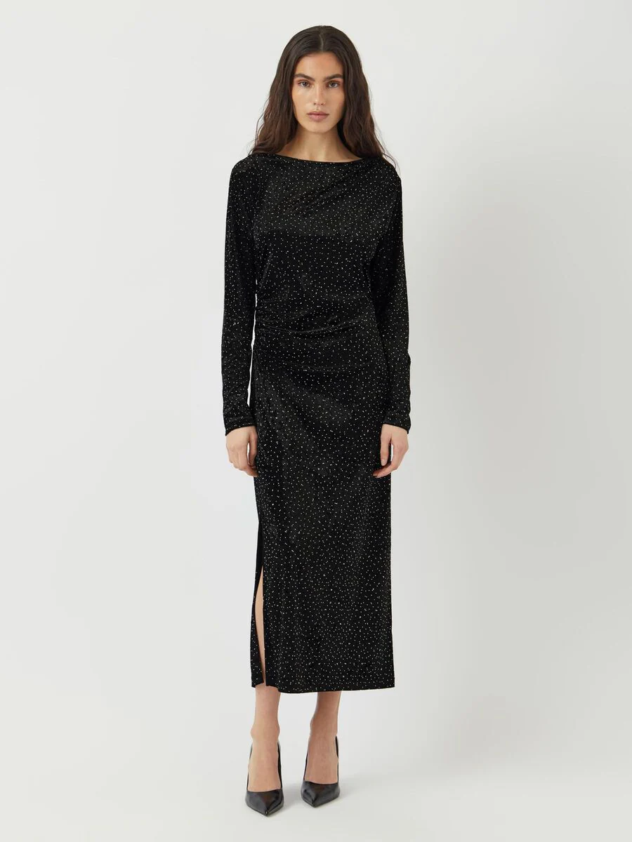 Lia Rhinestone Maxi Dress (Black) - Image 2