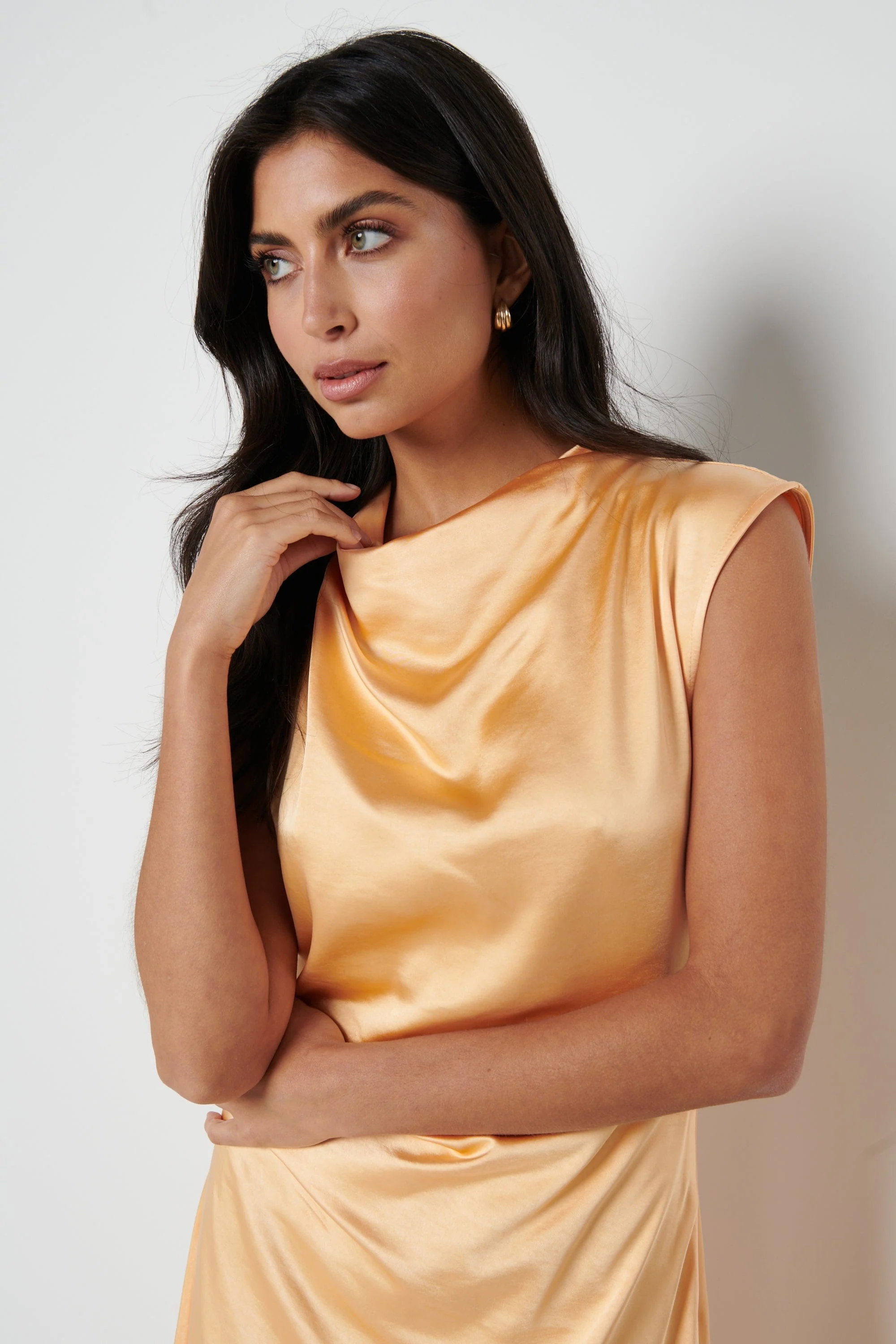 Lilith Satin Dress (Orange) - Image 4