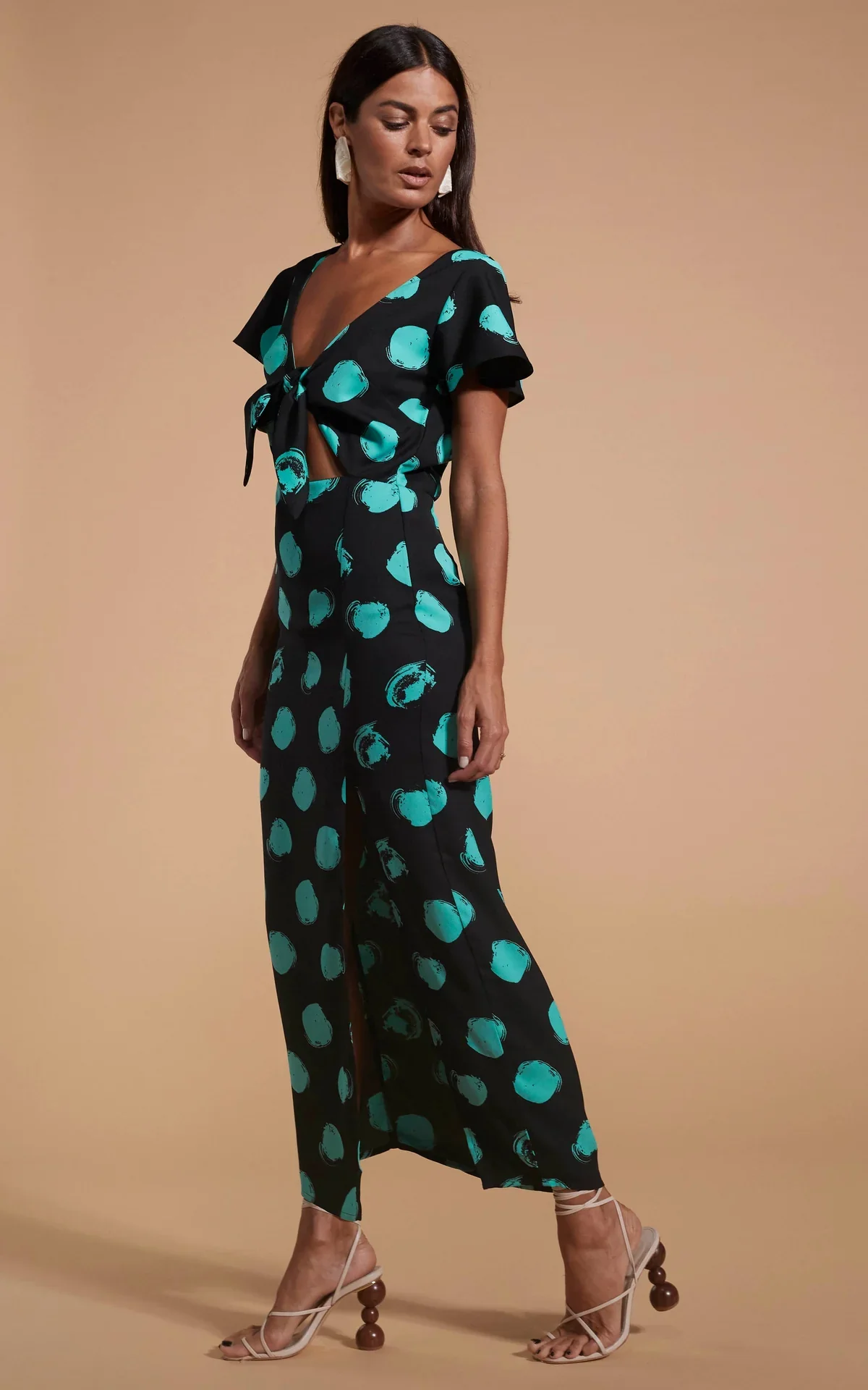 LILY DRESS (GREEN ON BLACK DOT) - Image 3