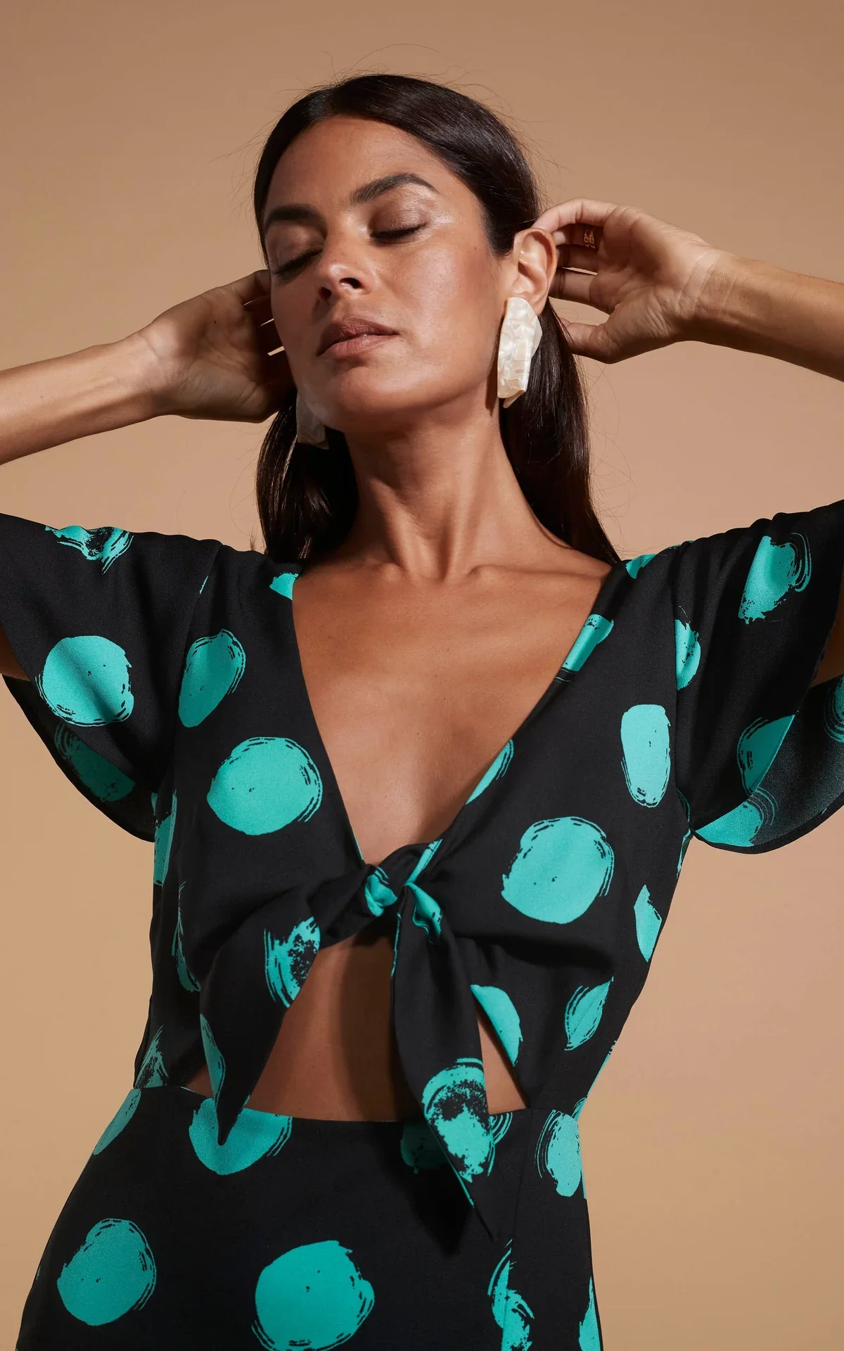 LILY DRESS (GREEN ON BLACK DOT) - Image 4