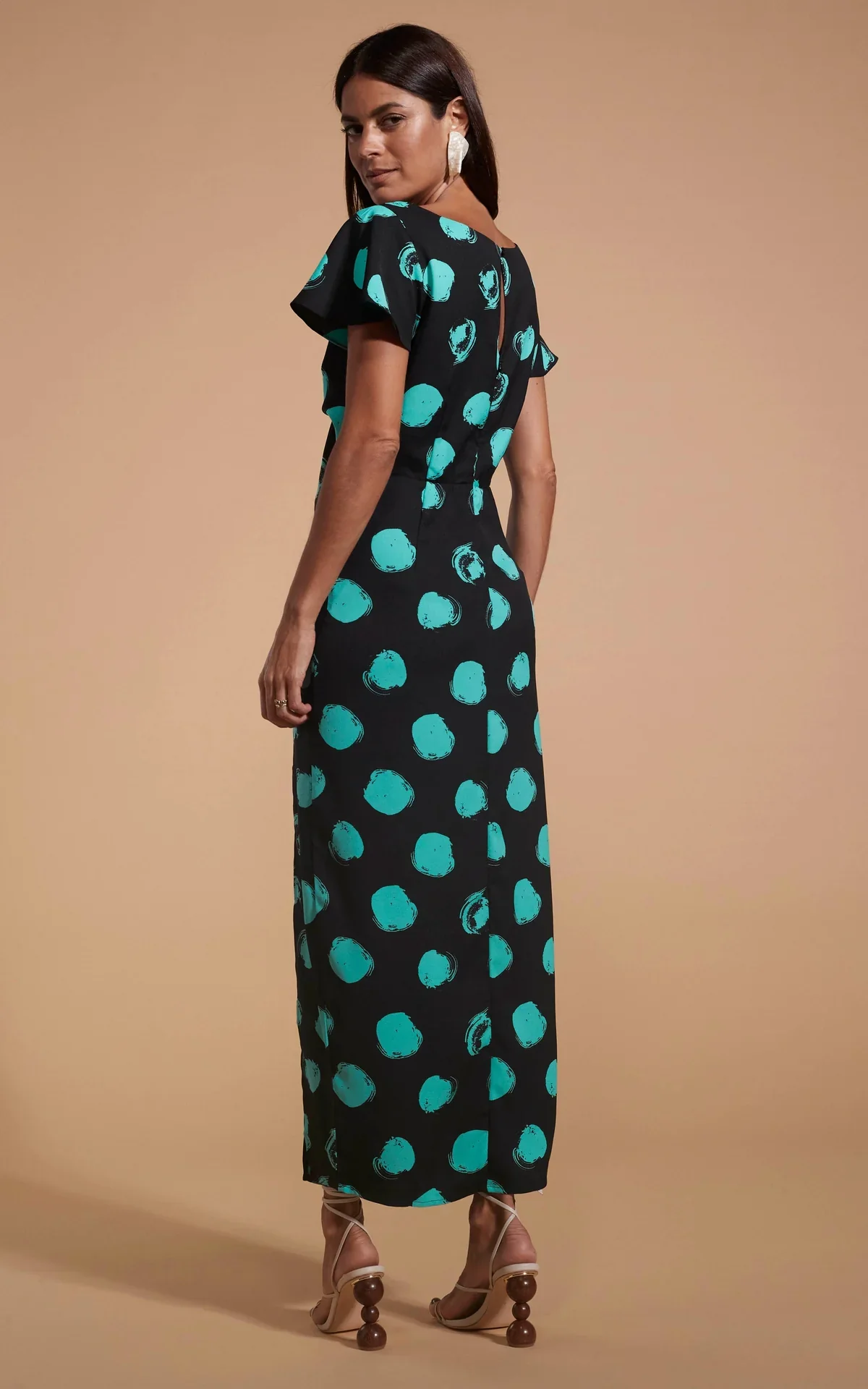 LILY DRESS (GREEN ON BLACK DOT) - Image 6