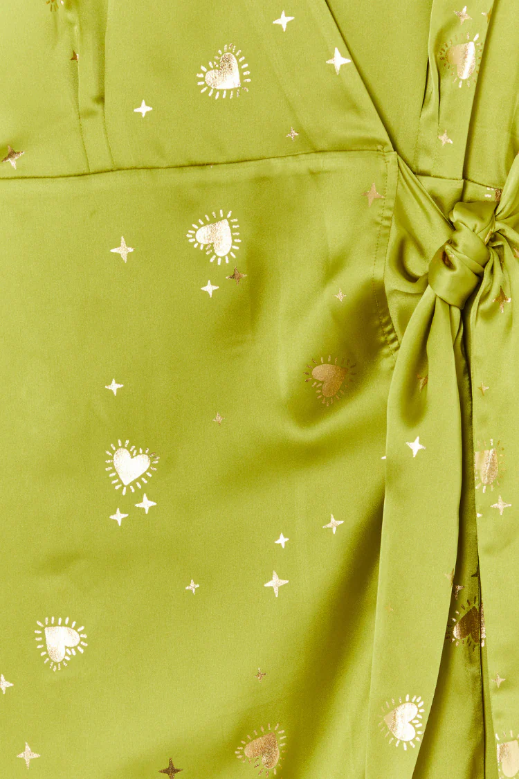 Lime Hearts Vienna Wrap Dress (Lime) - Image 4