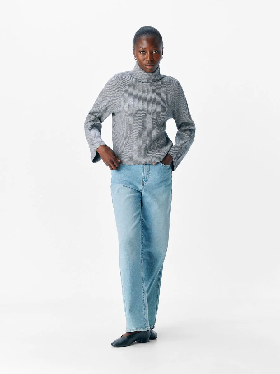 Linn Rollneck Knit Jumper (Medium Grey Melange) - Image 3