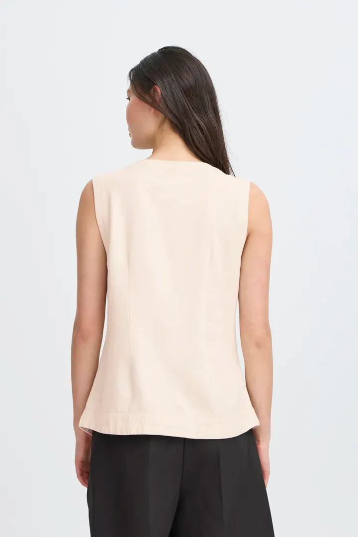 Linno Sleeveless Waistcoat Top (Natural Ecru) - Image 5