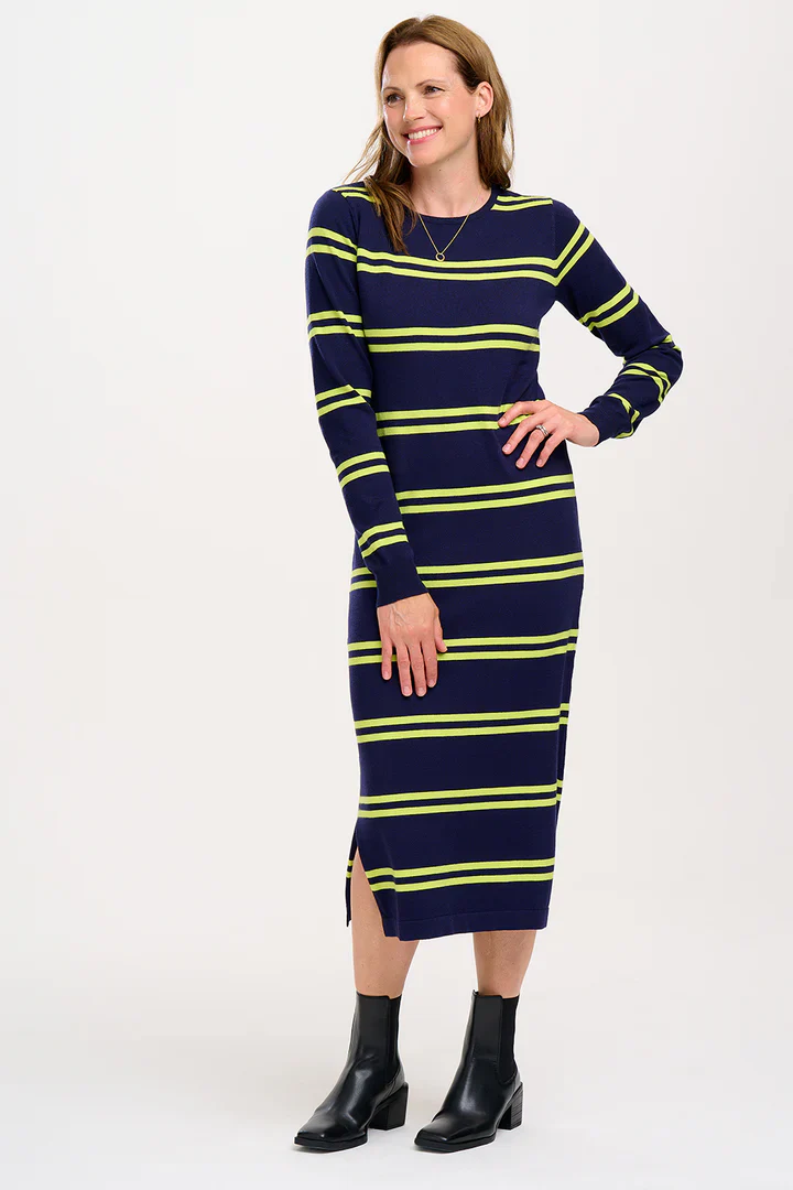 Liselle Knit Dress (Navy, Double Stripe) - Image 4