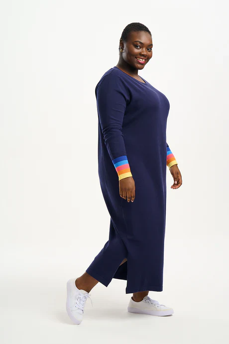 LISELLE KNIT DRESS (NAVY/SUNSET CUFFS) - Image 4