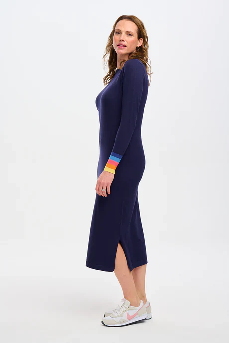 LISELLE KNIT DRESS (NAVY/SUNSET CUFFS) - Image 7