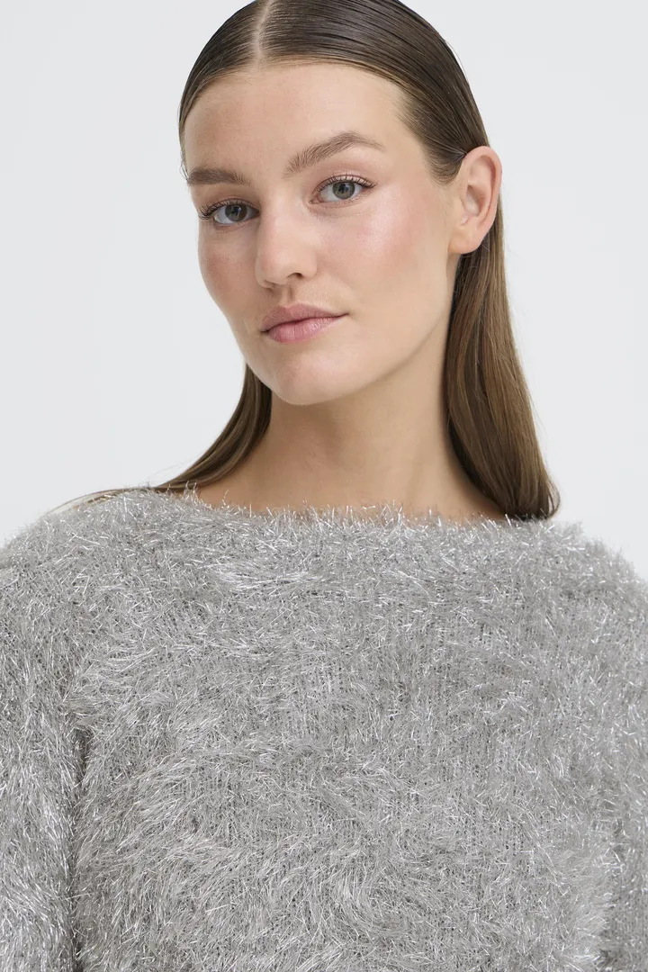 Liz Faux Fur Jumper (Silver) - Image 3