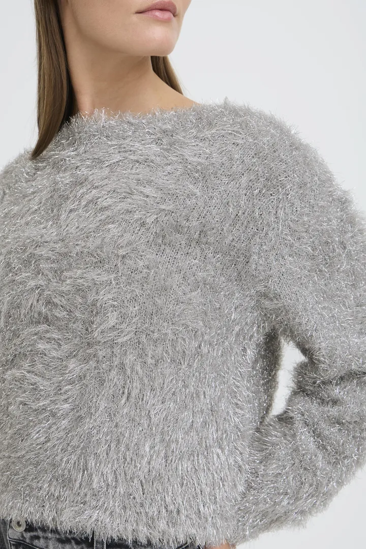 Liz Faux Fur Jumper (Silver) - Image 4