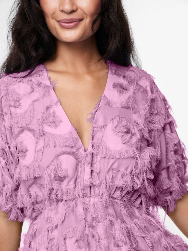 Liza Fringed Midi Dress (Pastel Lavender) - Image 3