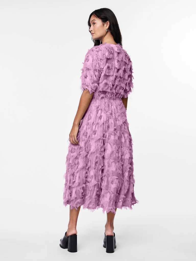 Liza Fringed Midi Dress (Pastel Lavender) - Image 4