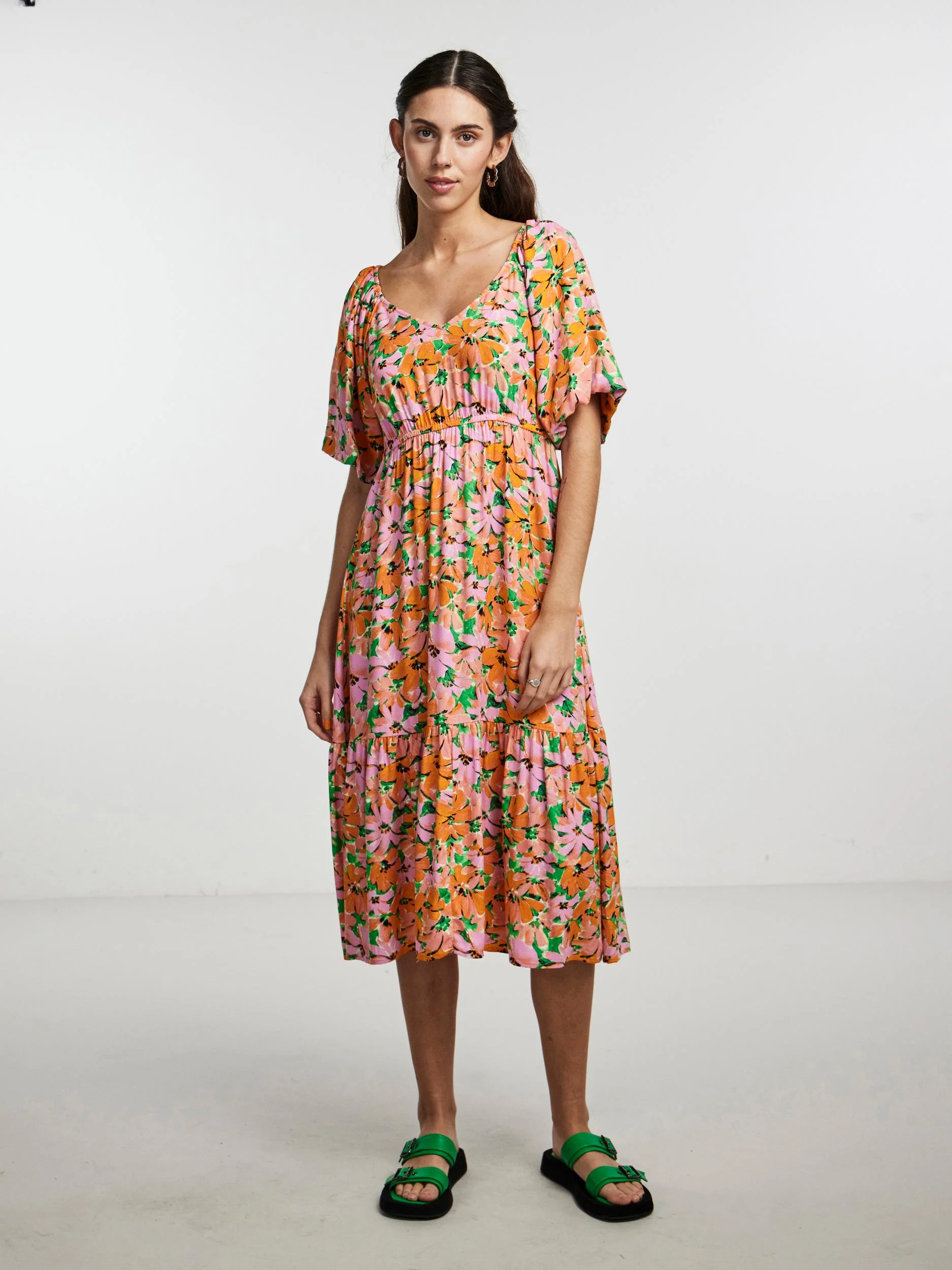LOLA MIDI DRESS (FLAME ORANGE) - Image 2