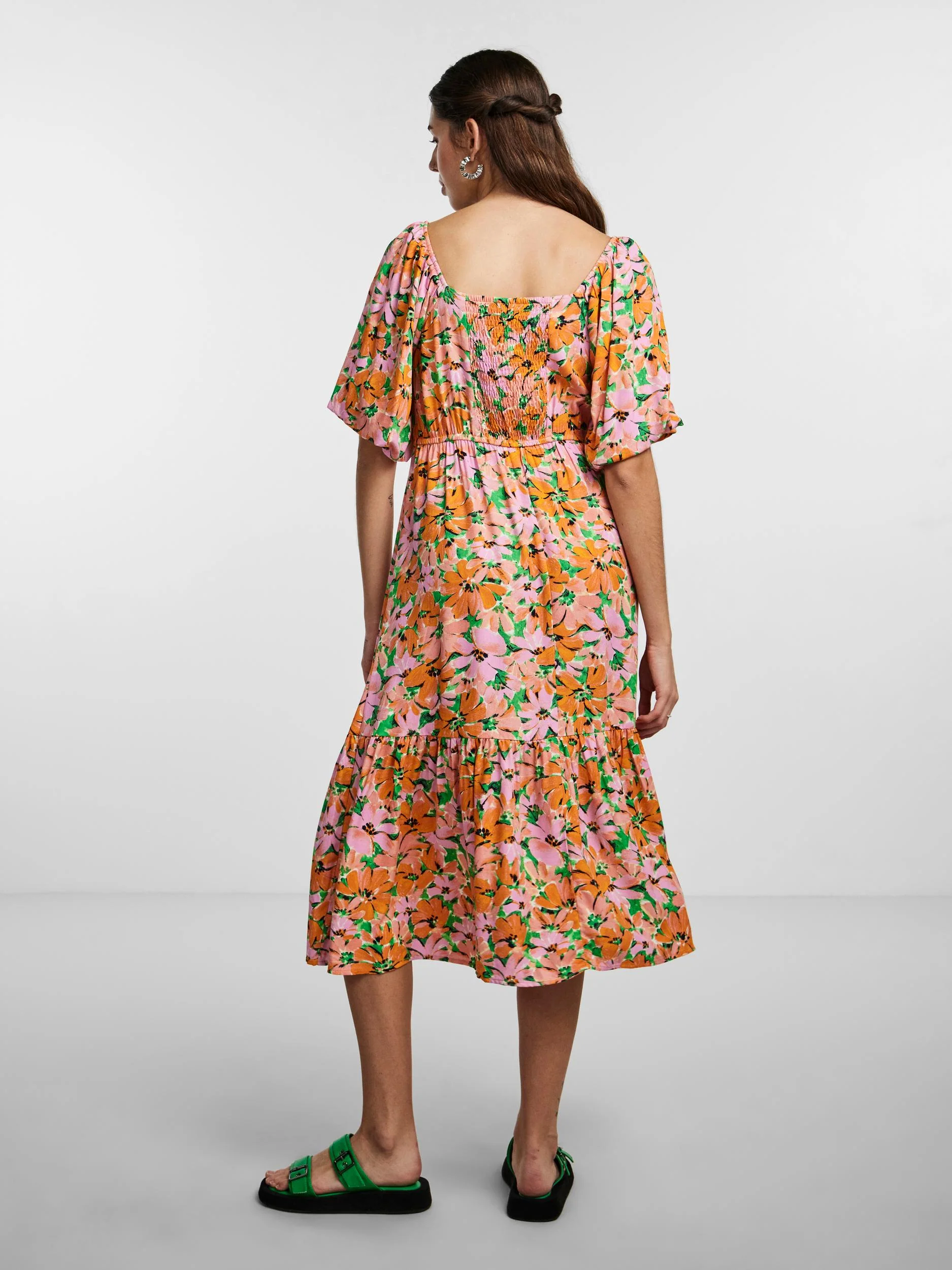 LOLA MIDI DRESS (FLAME ORANGE) - Image 4