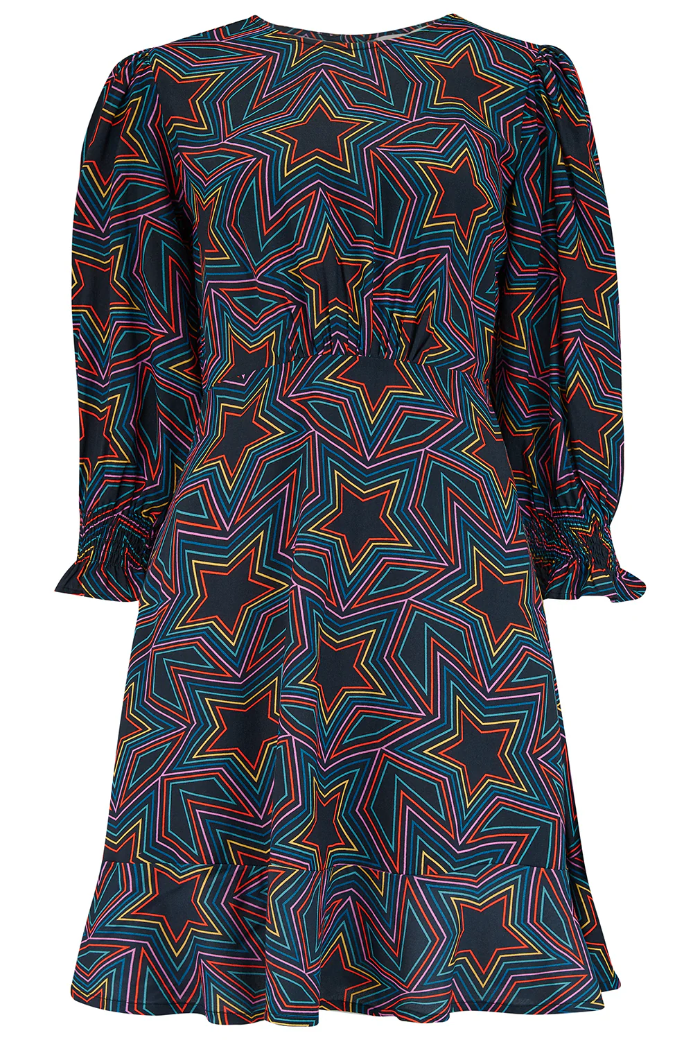 Lorelei Mini Dress (Black, Rainbow Star Explosion) - Image 3