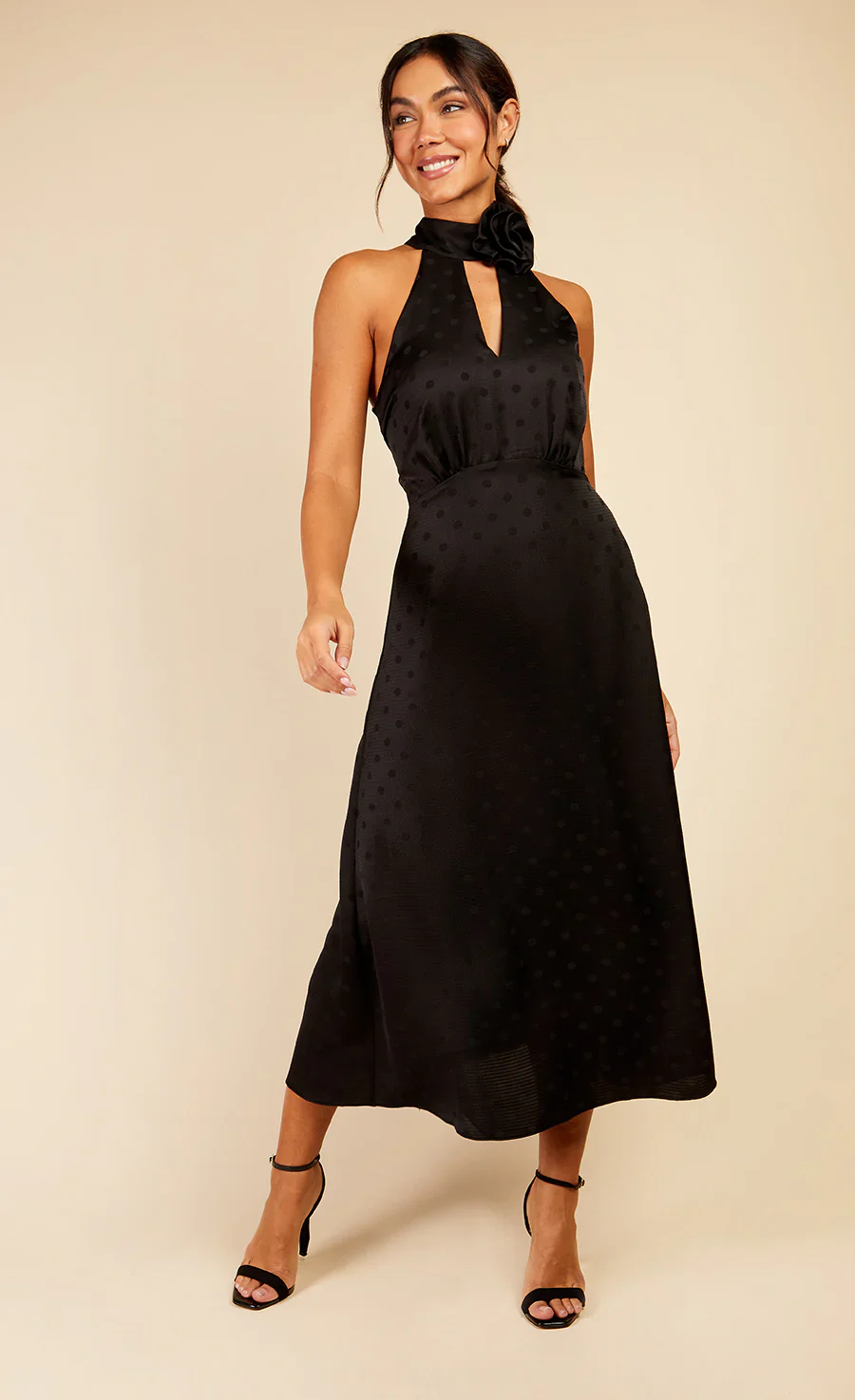 Lorna Rosette Midaxi Dress (Black Spot Print) - Image 3