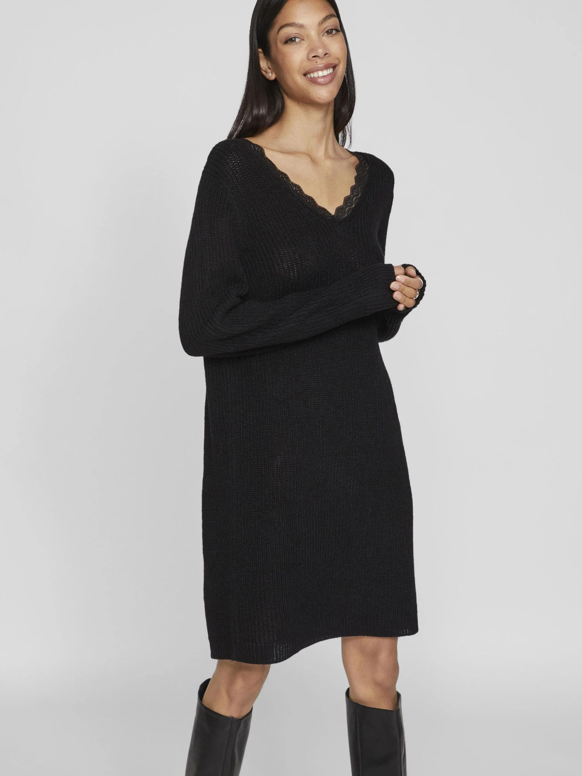 Lourda Mini Knit Dress (Black) - Image 3