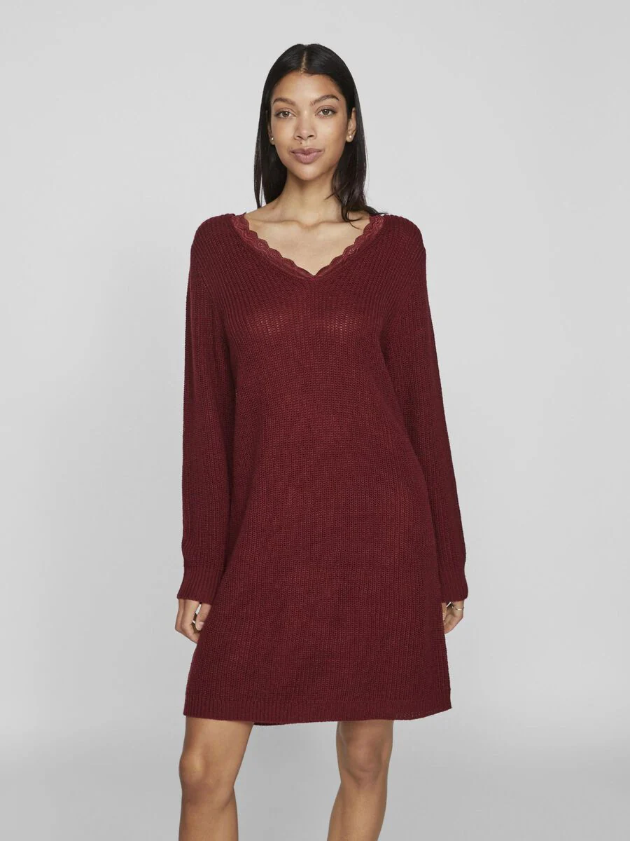 Lourda Mini Knit Dress (Cabernet) - Image 2