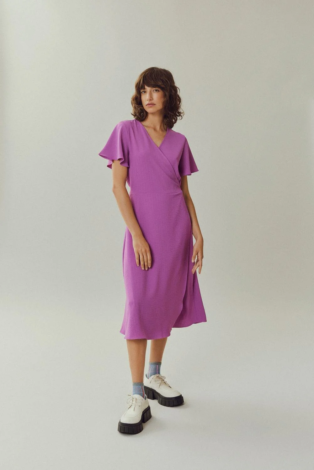 Lovie Wrap Midi Dress (Cattleya Orchid) - Image 5