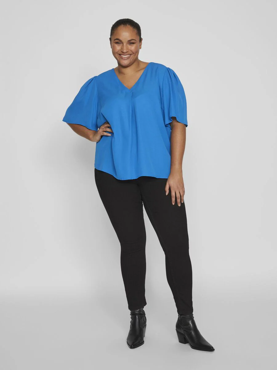 LUCIA V NECK TOP (BLUE) - Image 3