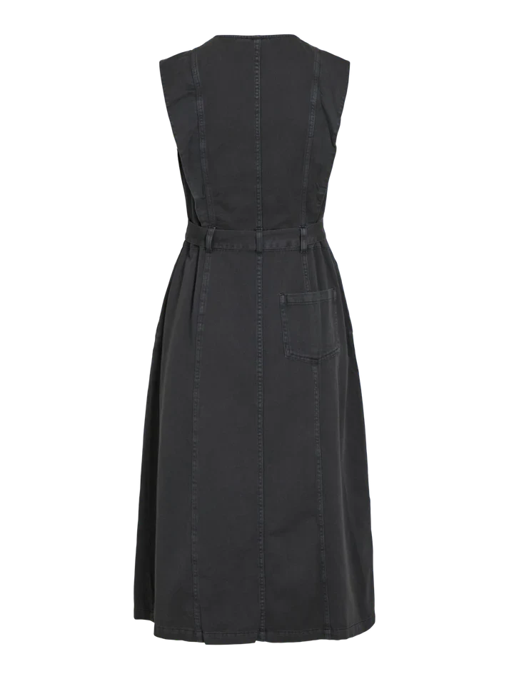 Lucianne Sleeveless Midi Dress (Black Denim) - Image 2