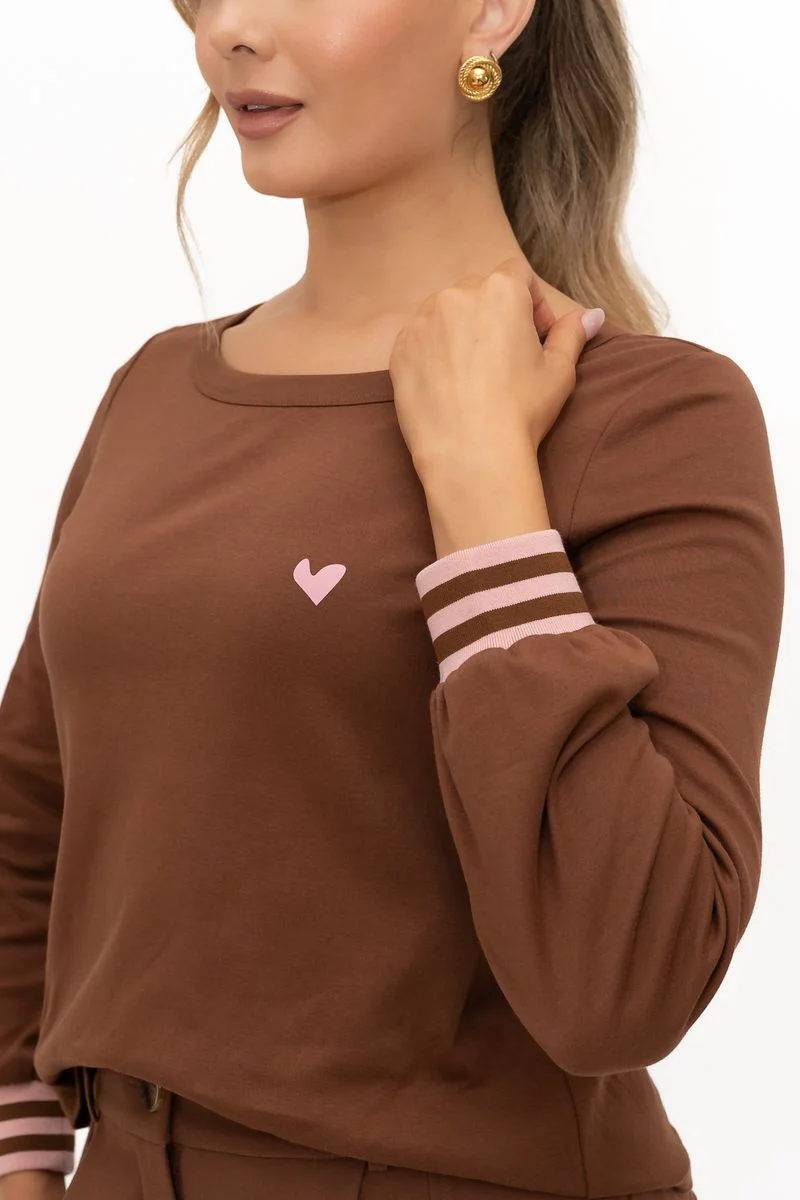 Lumen Long Sleeve Scoop Neck Top (Brown) - Image 2